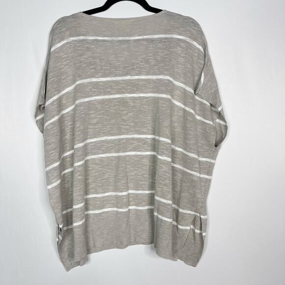 Eileen Fisher Small S Cream White Striped Oversized Top Organic Cotton Linen - Picture 2 of 7